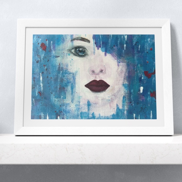 “Escape” Woman’s Face Acrylic Watercolor Painting | Original Artwork - Picture 1 of 7